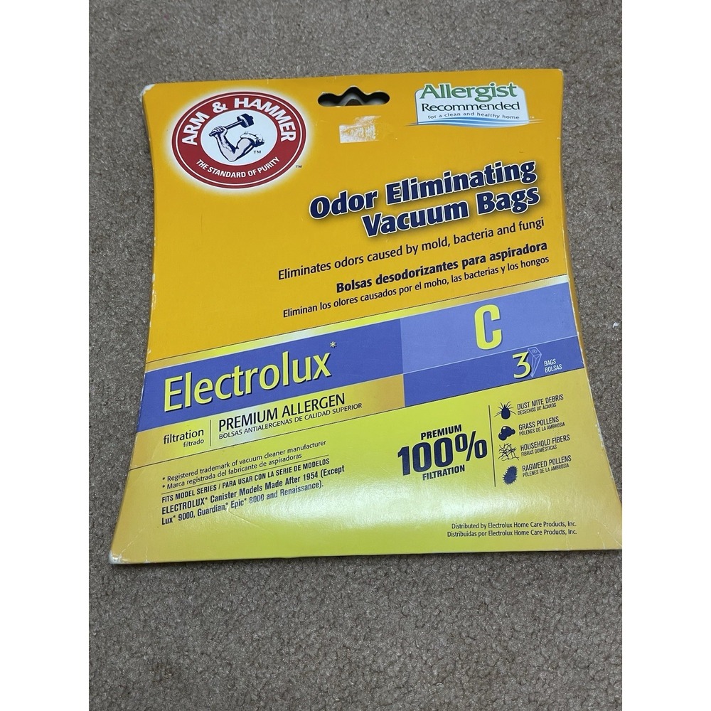 ARM & HAMMER Electrolux C Premium Allergen Vacuum Bags 3-in a Box 62617 NEW 2007